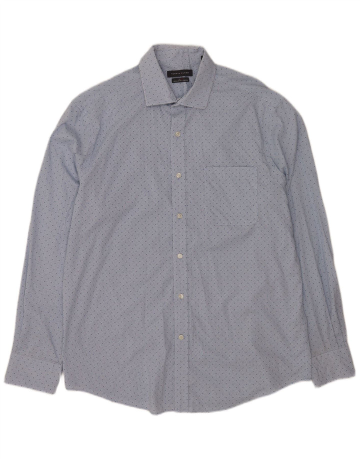 Tommy Hilfiger Herre Regular Fit skjorte str. 16 1/2 Large blå ternet bomuld