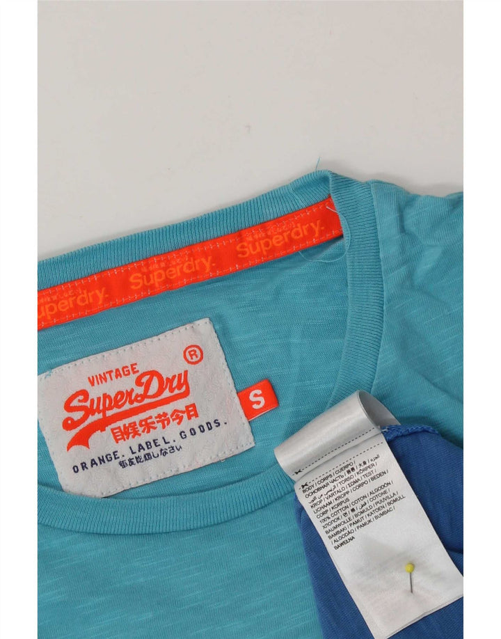 Superdry T-shirt top til mænd, lille blå slipsfarvet bomuld
