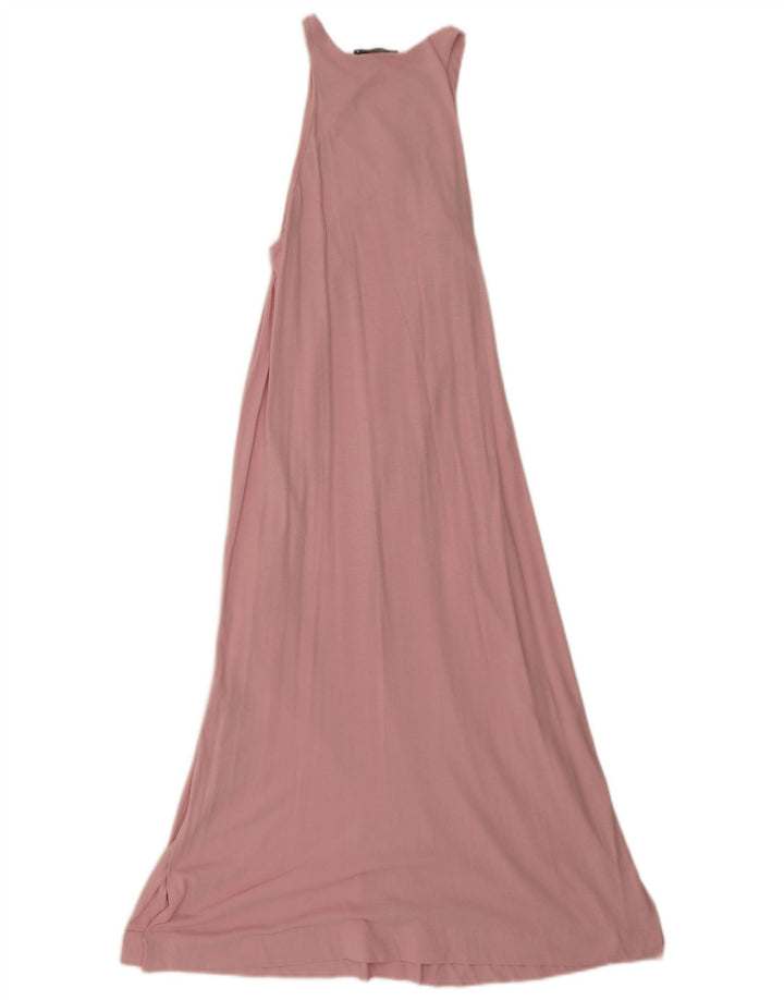 Zara Dame ærmeløs Maxikjole UK 12 Medium Pink