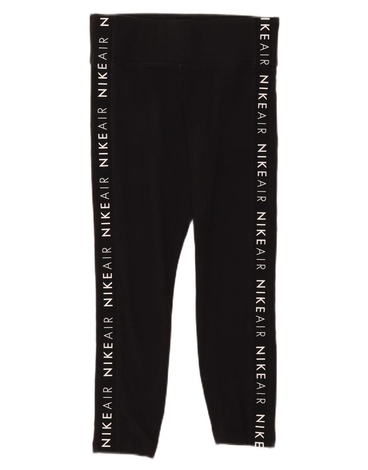 Nike Kvinders Grafiske Crop Leggings UK 14 Medium Sort Bomuld