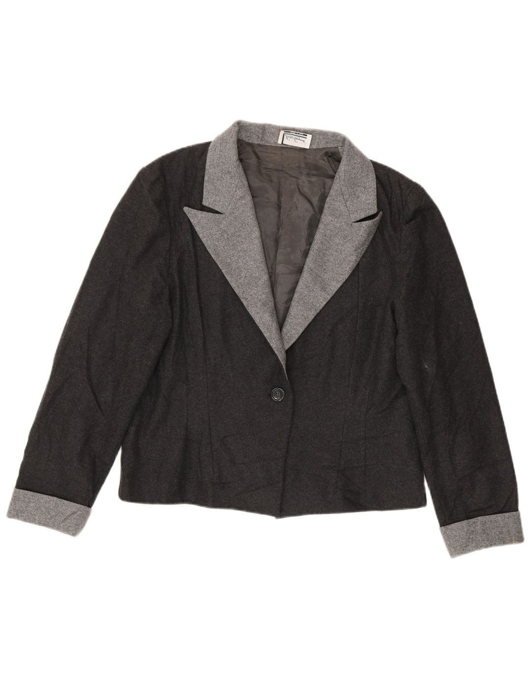 Luisa Spagnoli Dame 1 Knap Blazer Jakke UK 16 Stor Grå Uld