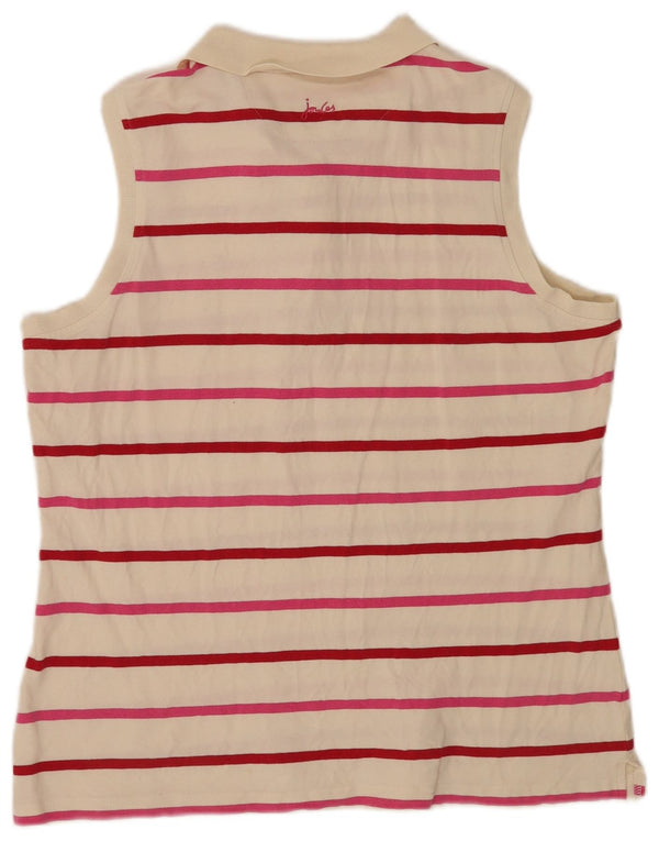 Joules ærmeløs poloshirt til kvinder UK 18 XL Hvidstribet