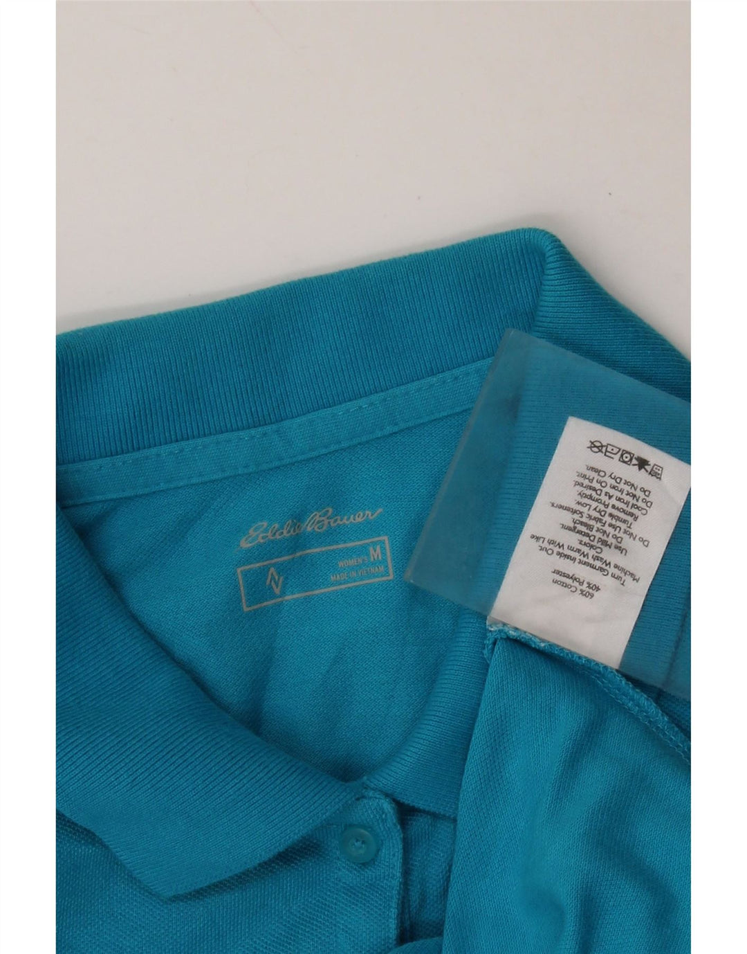 EDDIE BAUER Dame Polo Shirt UK 14 Medium Blue Bomuld