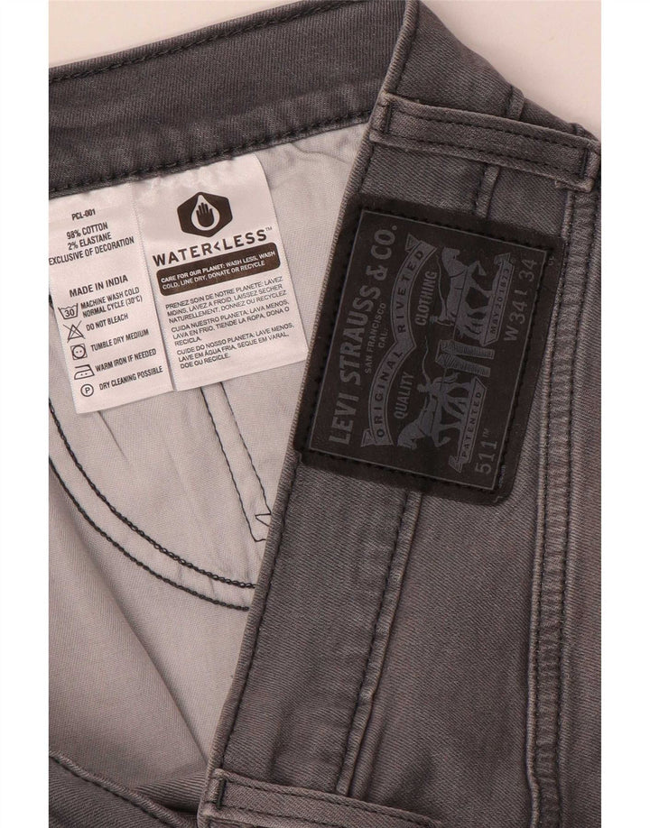 Levi's Slim Jeans til mænd W34 L30 Grå bomuld