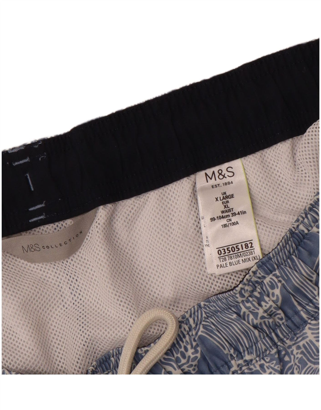 Marks & Spencer Badeshorts med abstrakt mønster til mænd XL blå polyester