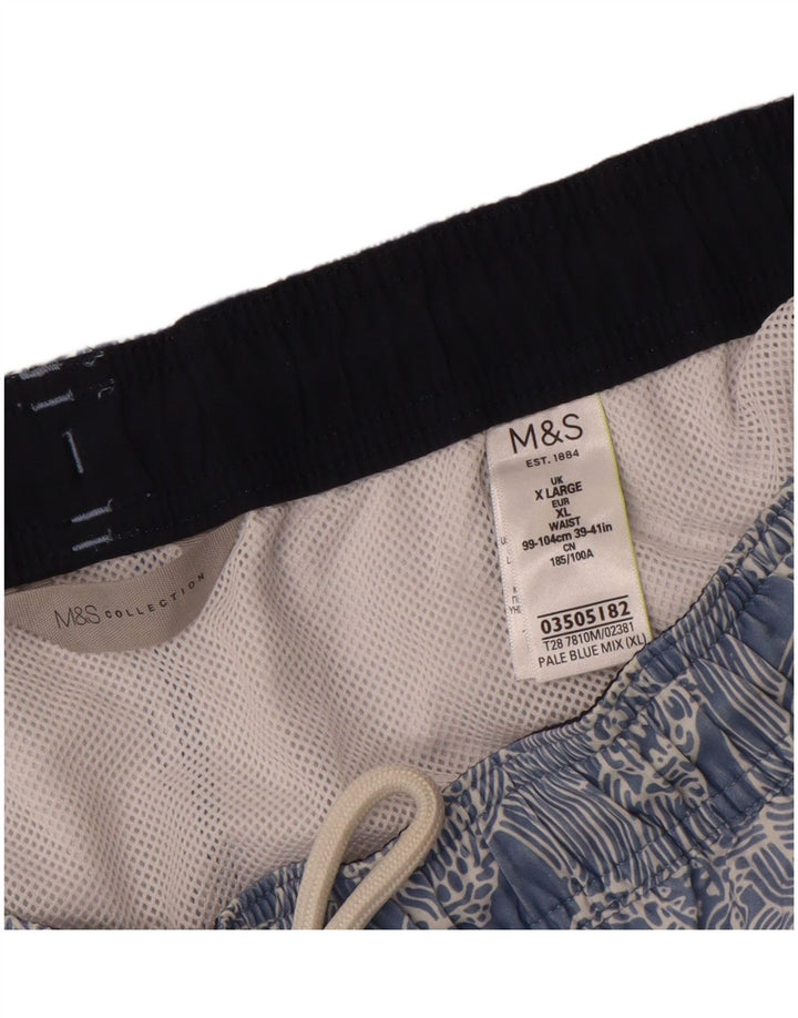 Marks & Spencer Badeshorts med abstrakt mønster til mænd XL blå polyester