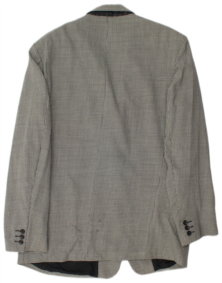 VINTAGE blazerjakke til mænd med 2 knapper UK 42 XL Sort Houndstooth New Wool