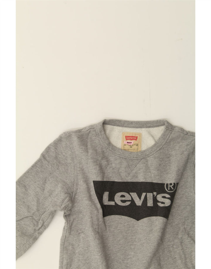 LEVI'S Girls Graphic Sweatshirt Jumper 9-10 Years Grey Cotton Vintage Levi's and Second-Hand Levi's from Messina Hembry 