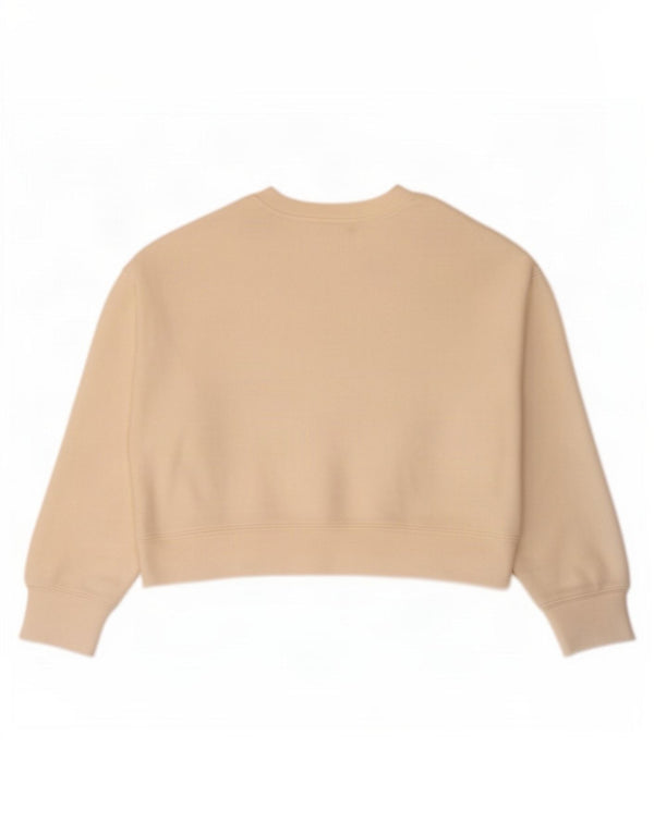 Zara Womens Crop Oversized Sweatshirt Jumper UK 14 Medium Beige Viscose
