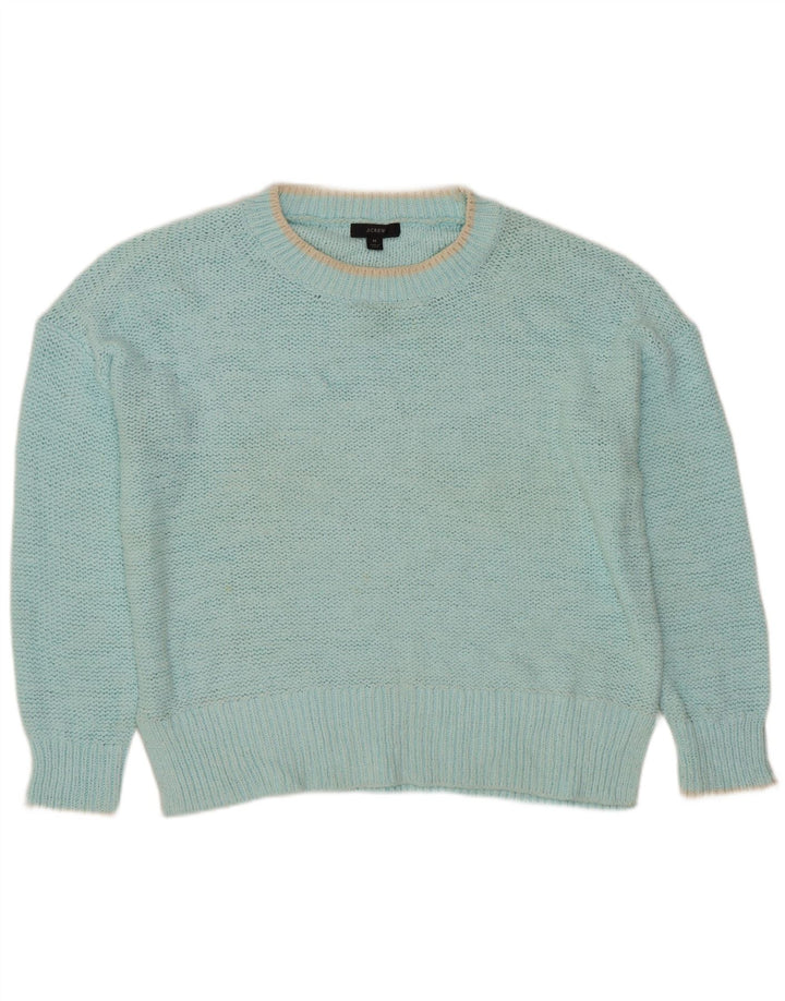 J. CREW Dame Oversized Boat Neck Jumper Sweater UK 14 Medium Turkis