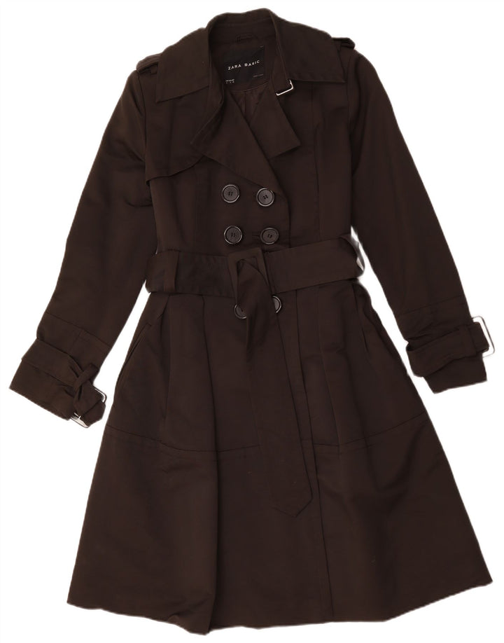 Zara Dame Dobbeltradet Trench Coat UK 10 Lille Brun