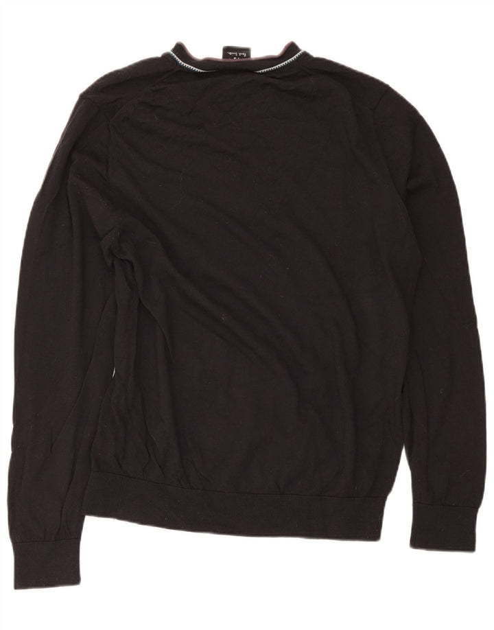 Paul Smith Mens V-Neck Jumper Sweater 2XL Black Merino Wool