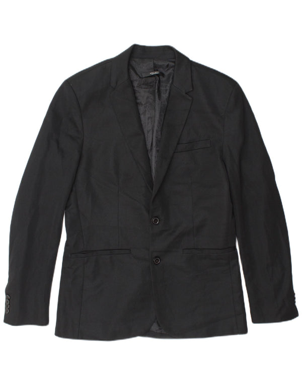 Zara Herre 2-knaps blazerjakke UK 40 Stor sort polyester