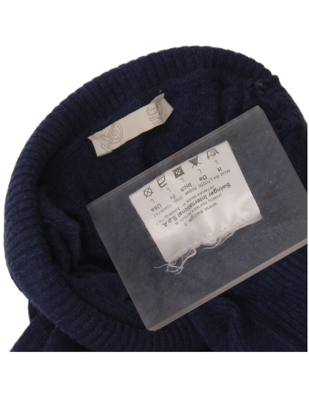 BYBLOS Dame Roll Neck Jumper Sweater UK 14 Large Navy Blue Acryl