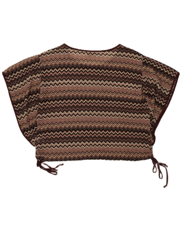 Mizumi Dame Batwing Oversized Bluse Top UK 10 Small Brown Chevron