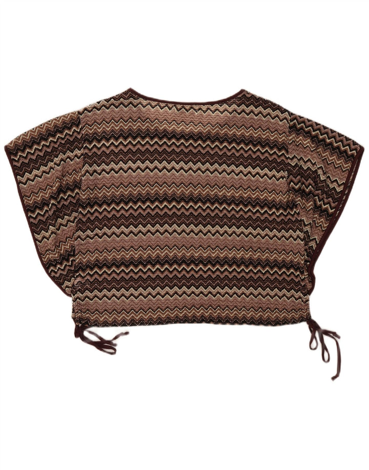 Mizumi Dame Batwing Oversized Bluse Top UK 10 Small Brown Chevron