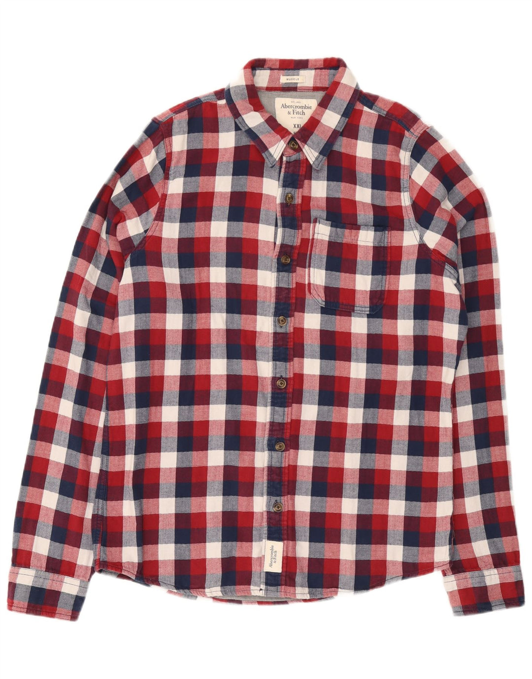 ABERCROMBIE & FITCH Muscle Flannel Shirt 2XL rød ternet bomuld
