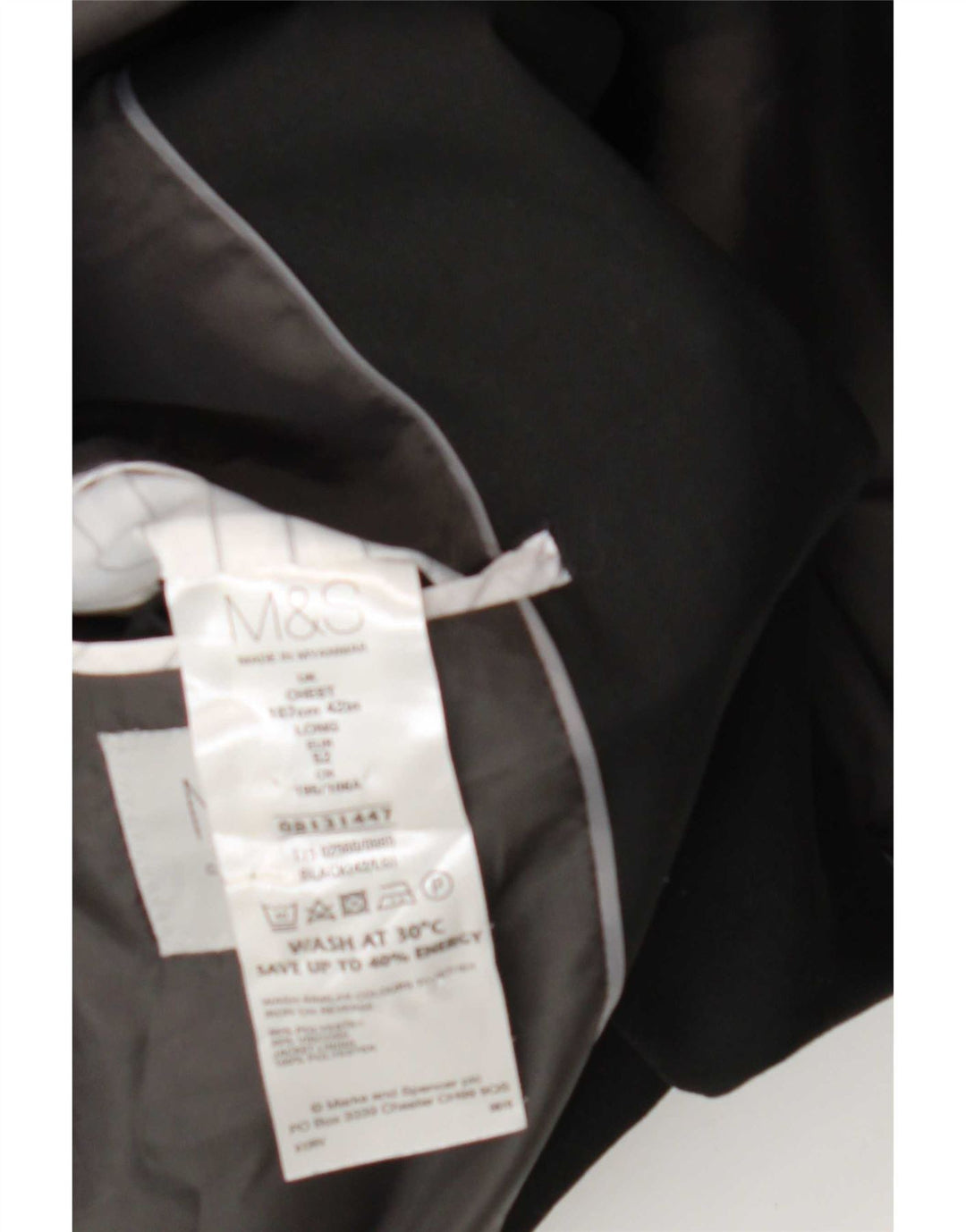Marks & Spencer Herre lang 2-knaps blazerjakke UK 42 Large Black