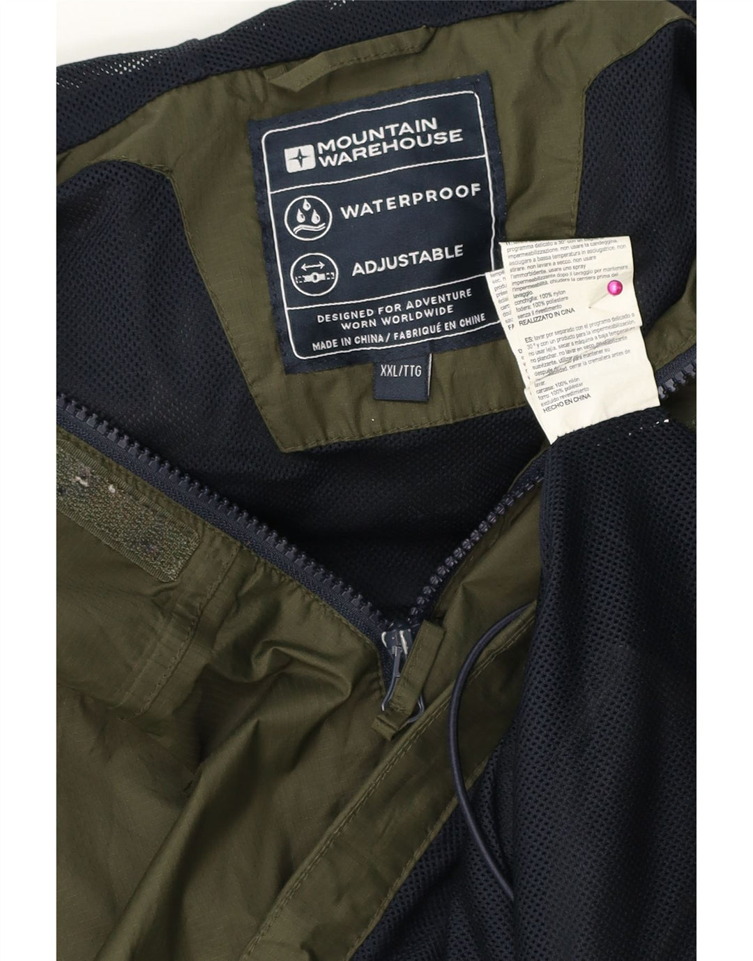 Mountain Warehouse Herre Hætte Regnjakke UK 44 2XL Khaki Polyester