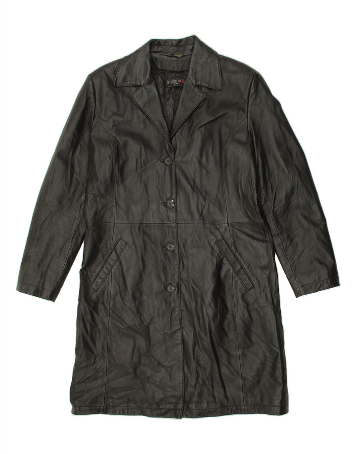 VINTAGE Womens Leather Coat IT 46 Large Black Leather Vintage Vintage and Second-Hand Vintage from Messina Hembry 