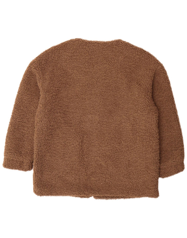 Zara Dame Bamse Oversized Fleecejakke UK 6 XS Brun Polyester