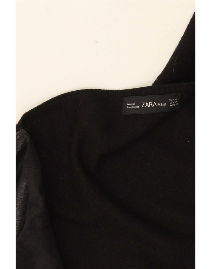 Zara Womens Open Cardigan Sweater UK 14 Medium Black Colourblock