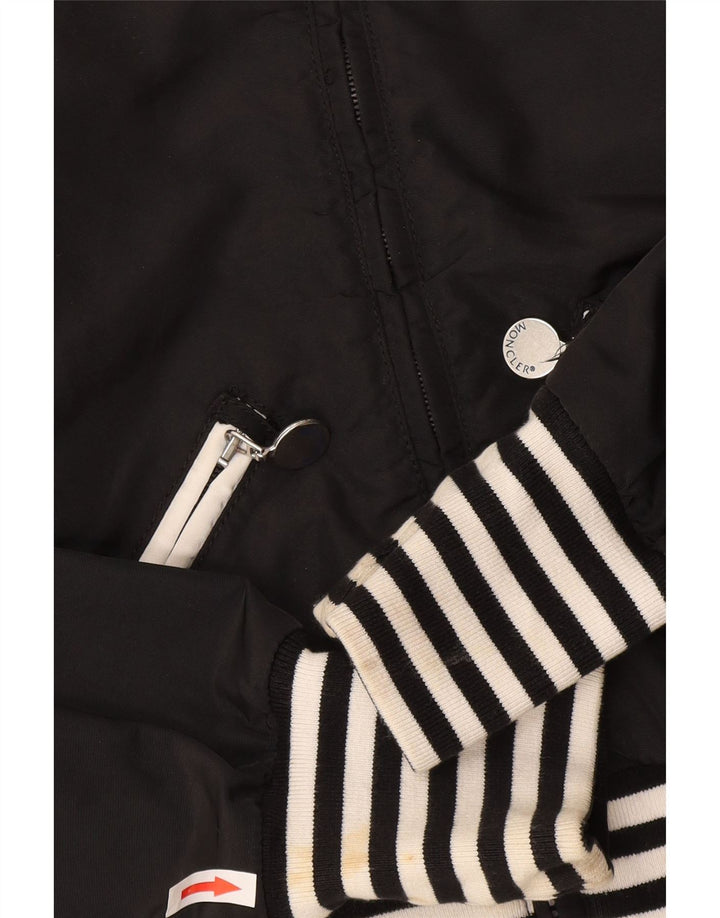 Moncler Girls Crop Bomber Jacket 9-10 År Sort Stribet Polyamid