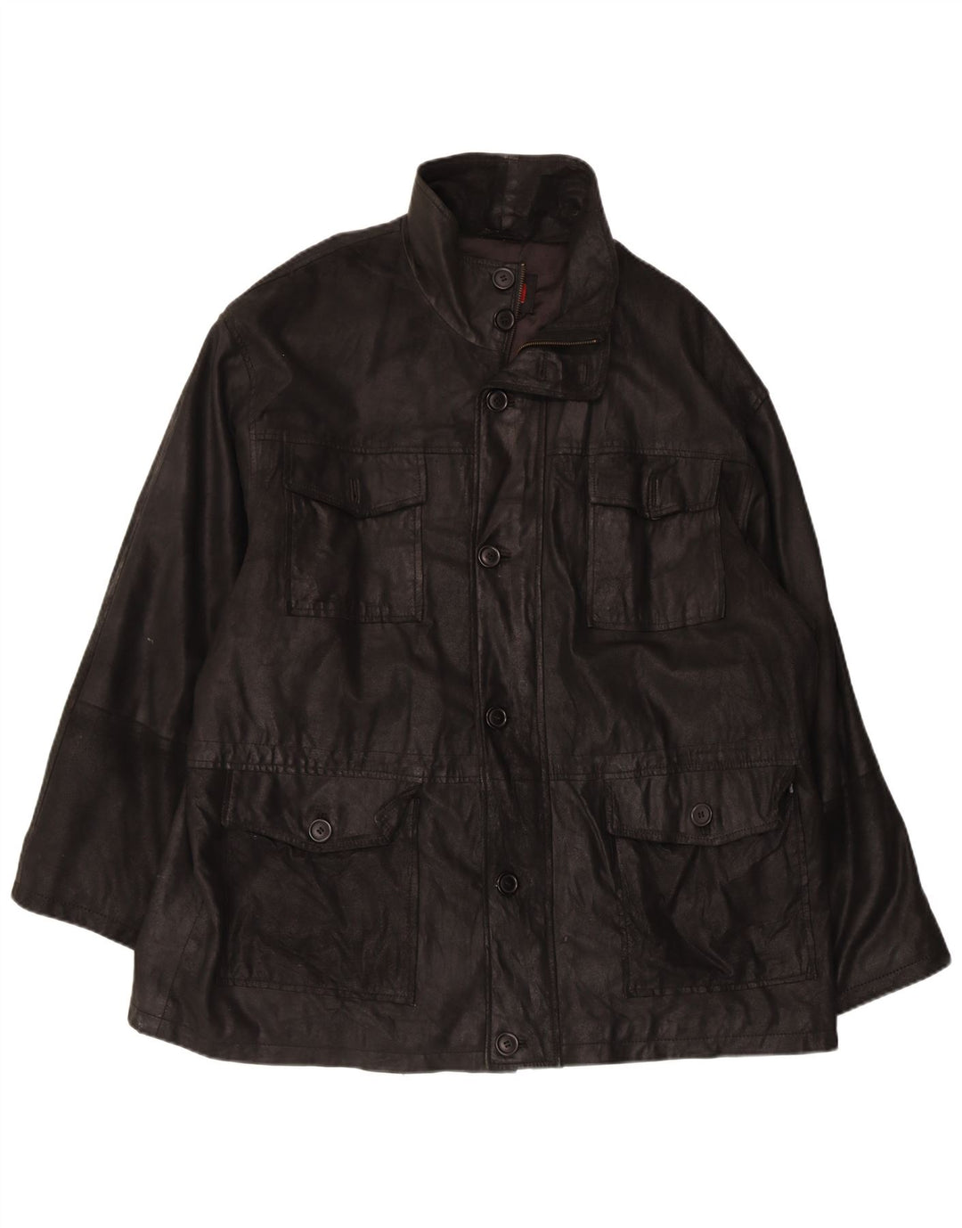 MAXFORT Mens Leather Jacket UK 46 3XL Black Leather