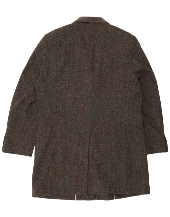 VINTAGE Herre Regular Longline 3-knaps blazerjakke UK 46 3XL Grå ternet