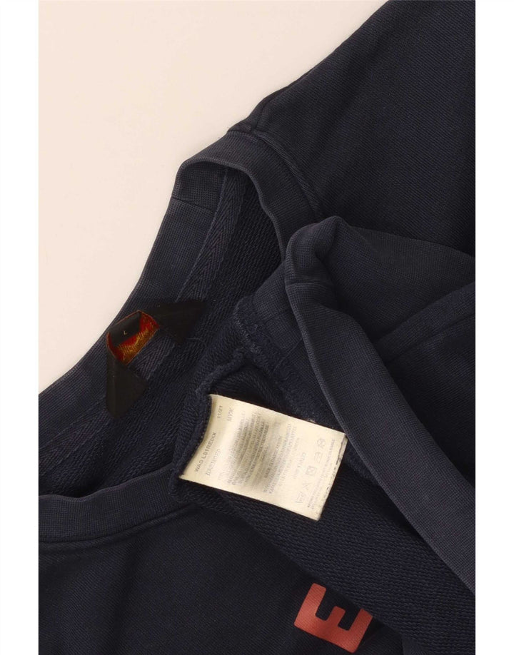 Lee Herre Grafisk Sweatshirt Jumper Large Navy Blue Cotton