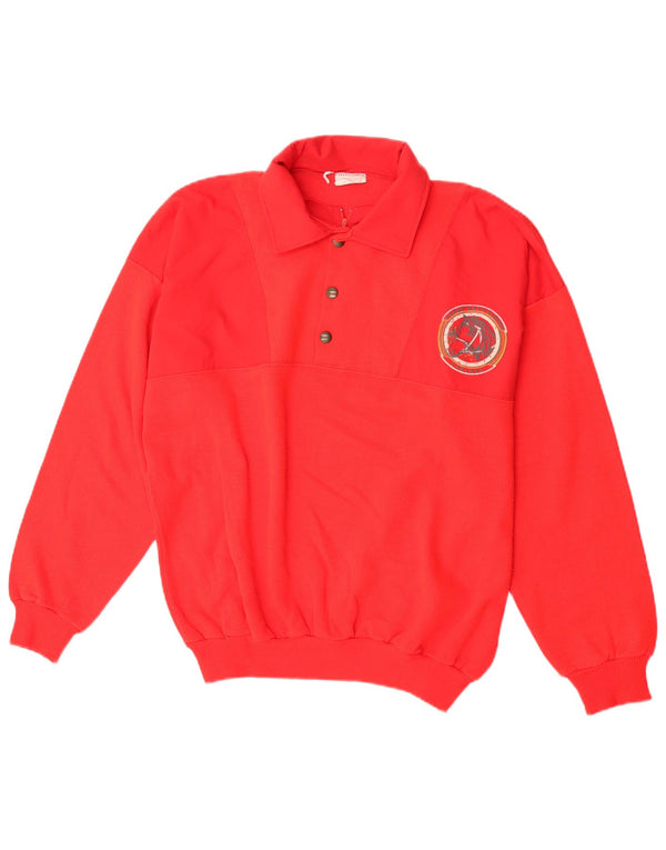 Vintage Polo-hals sweatshirt til mænd XL rød bomuld