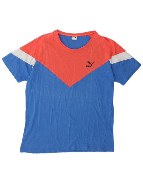 Puma Herre T-Shirt Top Medium Blue Colourblock