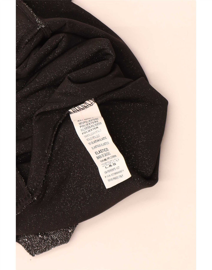 Vintage ærmeløs bodysuit til kvinder UK 8 Small Black Flecked Polyester