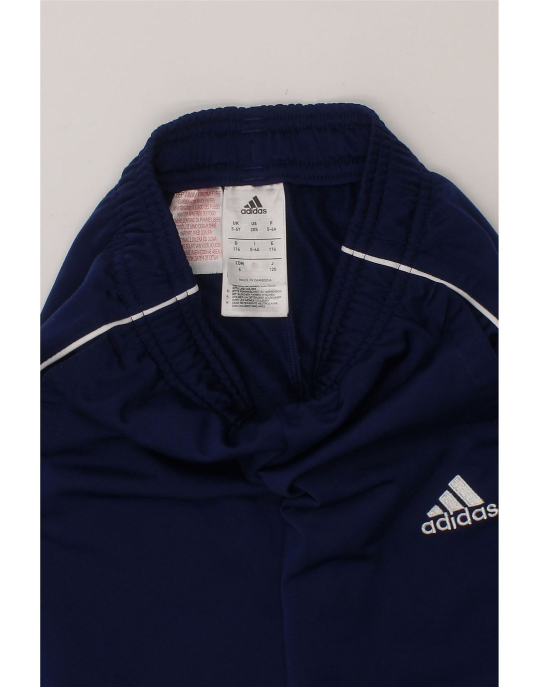 ADIDAS Boys Tracksuit Trousers Joggers 5-6 Years  Navy Blue Polyester Vintage Adidas and Second-Hand Adidas from Messina Hembry 