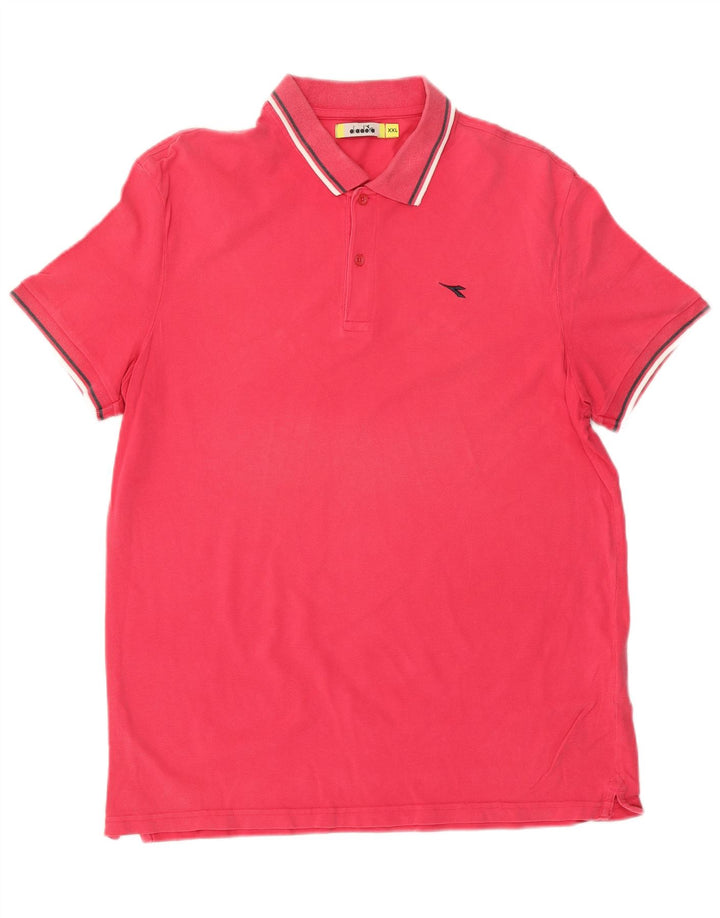 DIADORA Poloskjorte til mænd 2XL Pink Bomuld