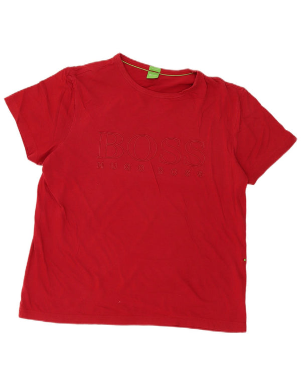 Hugo Boss Herre Grafisk T-Shirt Top Stor Rød Bomuld