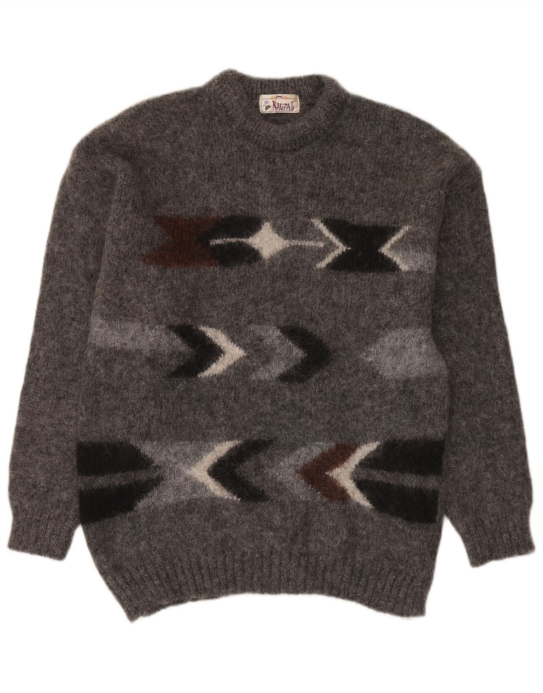 Nagpal Herre Crew Neck Jumper Sweater Medium Grå Geometrisk