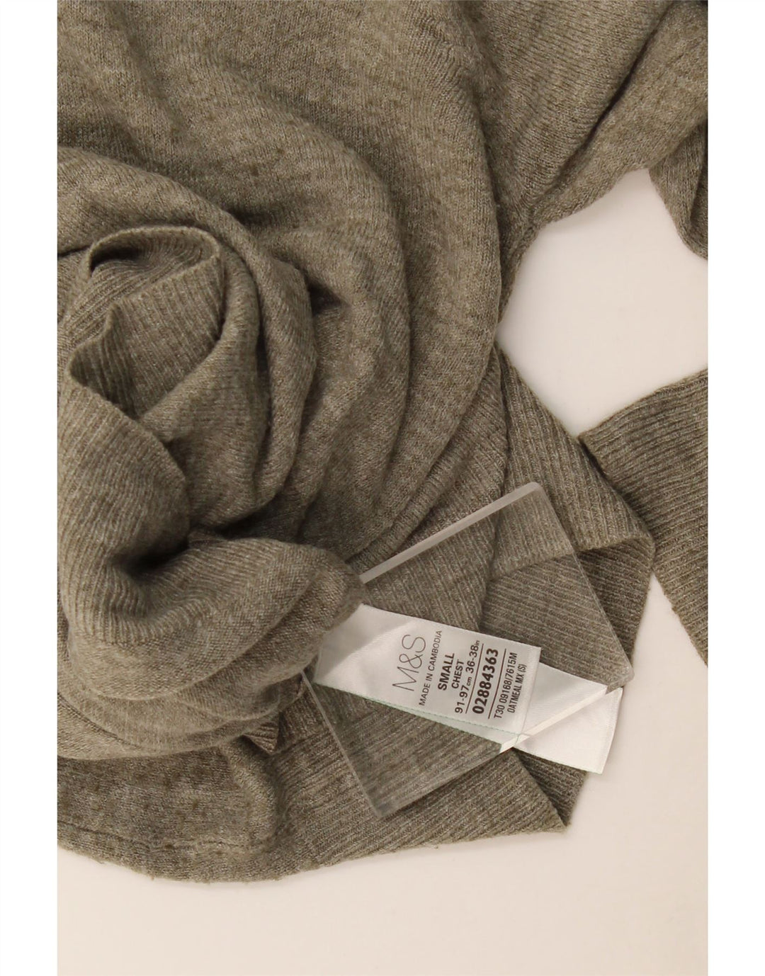 Marks & Spencer Herre V-hals sweater Small Khaki Flecked Acryl