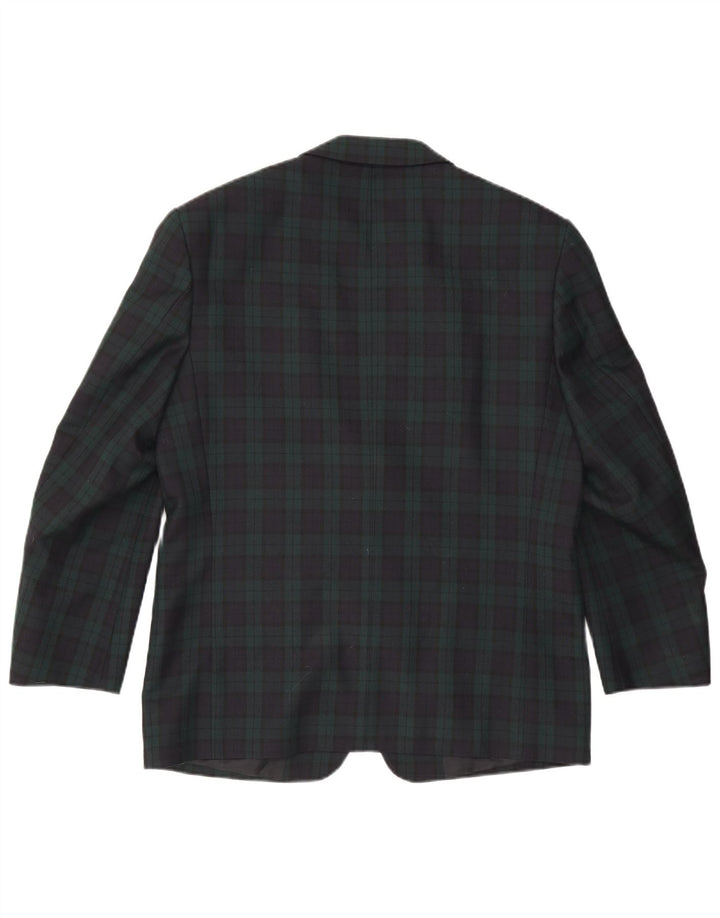 Douglas Herre 2-knaps blazerjakke IT 50 Stor grøn ternet polyester