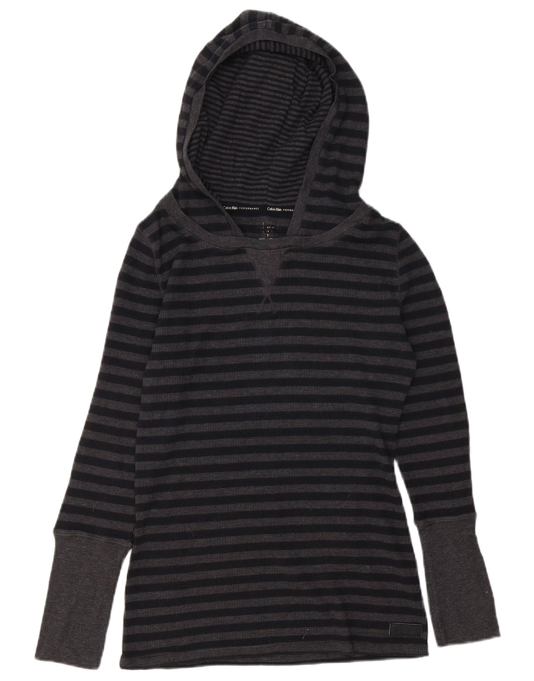 Calvin Klein Dame hættetrøje Langærmet UK 12 Mellem grå stribet bomuld