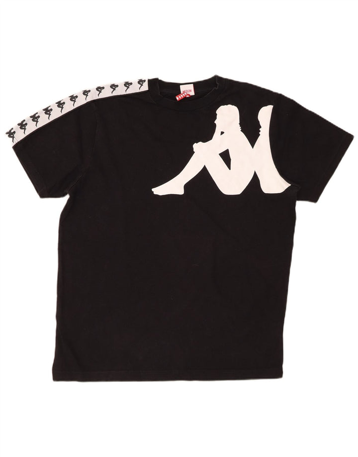 KAPPA Herre grafisk T-shirt Top Medium Sort Colourblock Bomuld