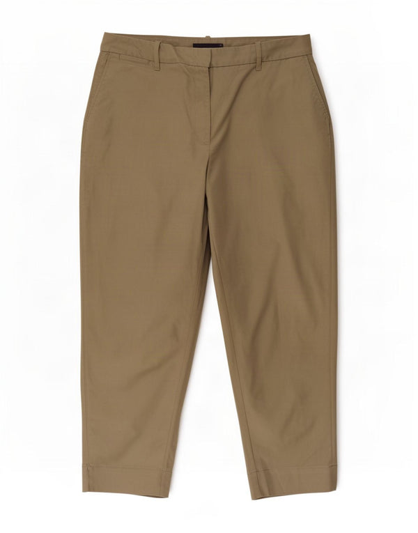 Marks & Spencer Dame Crop Chino Bukser UK 14 Large W34 L26 Khaki Bomuld