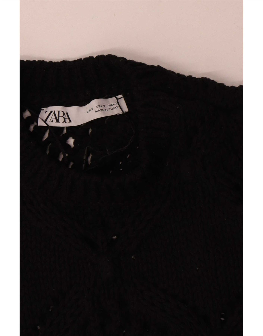 Zara Womens Crop Ærmeløs strik bluse Top UK 10 Small Black Polyester