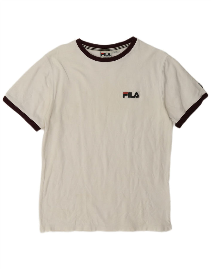 Fila Herre T-Shirt Top Stor Hvid Bomuld
