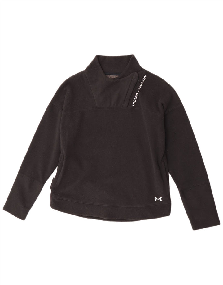 Under Armour Dame Grafisk Zip Neck Fleece Jumper UK 14 Medium Sort