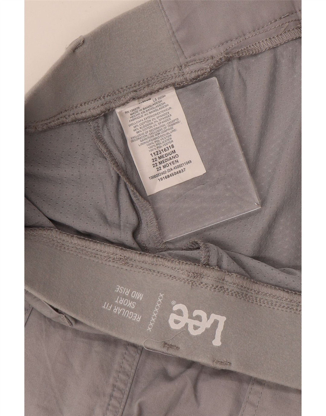 LEE Womens Mid Rise Regular Fit Skort US 22 3XL Grå Bomuld