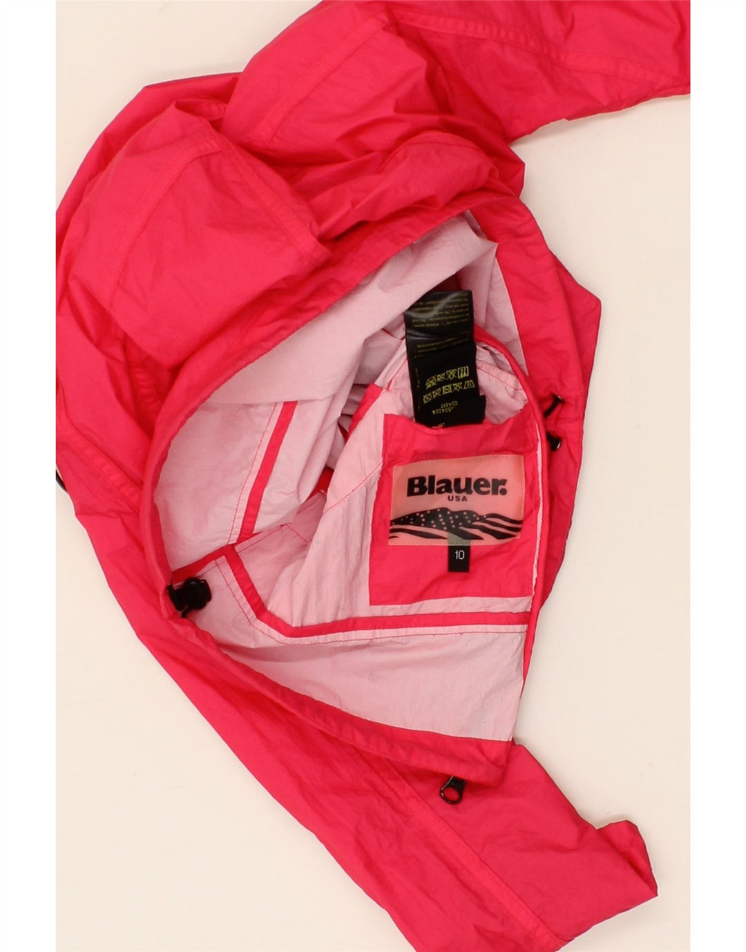 BLAUER Girls Hooded Rain Jacket 9-10 Years Pink Polyamide Vintage Blauer and Second-Hand Blauer from Messina Hembry 