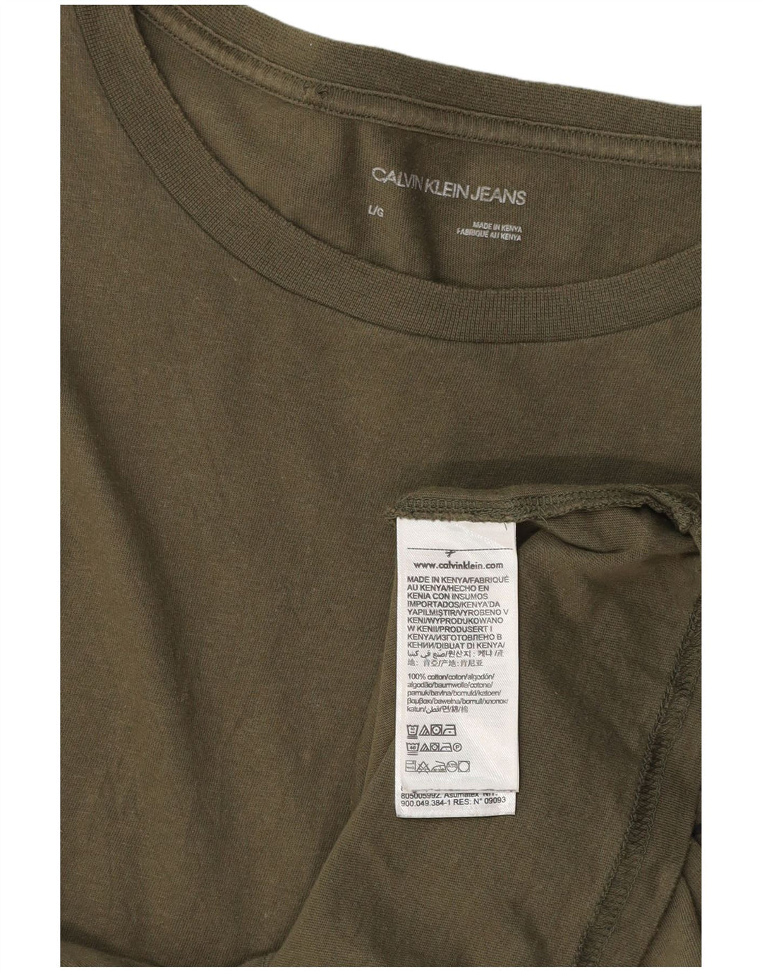CALVIN KLEIN JEANS Herre grafisk T-shirt Top Stor Khaki Bomuld