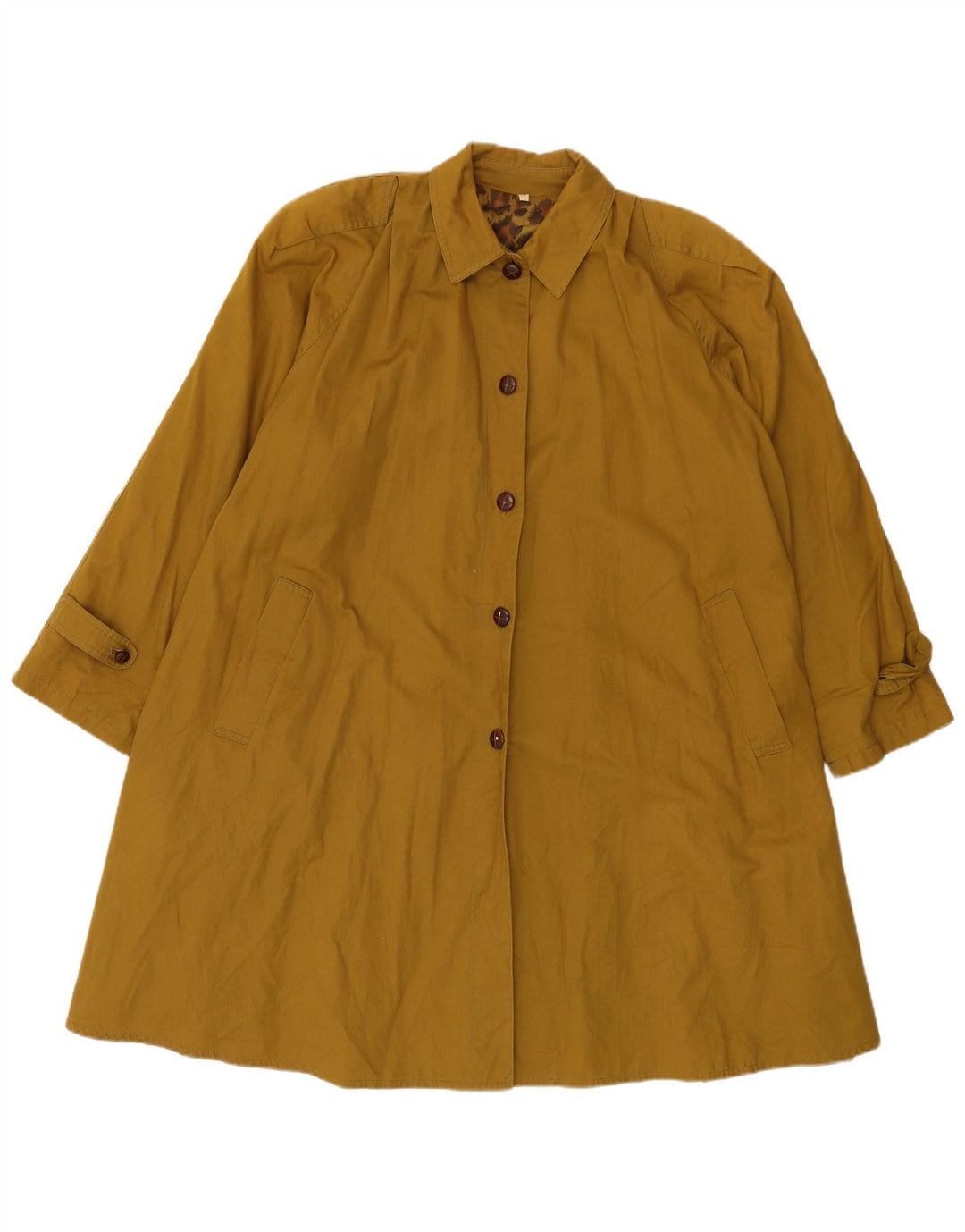 VINTAGE Oversized overfrakke til kvinder UK 10 Small Khaki Acetate