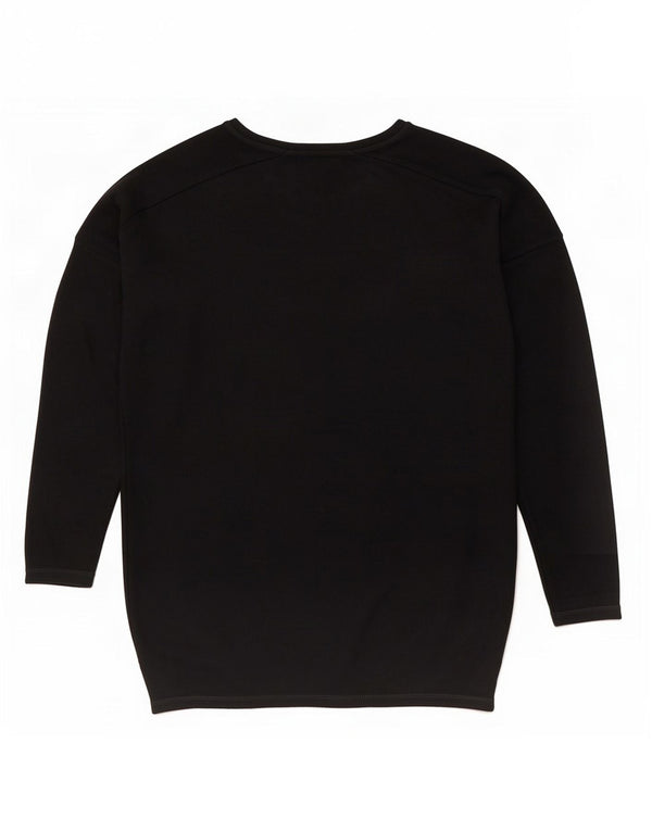 Topshop Dame Oversized Boat Neck Jumper Sweater UK 8 Small Black Viscose